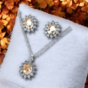 4 pc set necklace/pendant/earrings brand new cubic zirconia silver